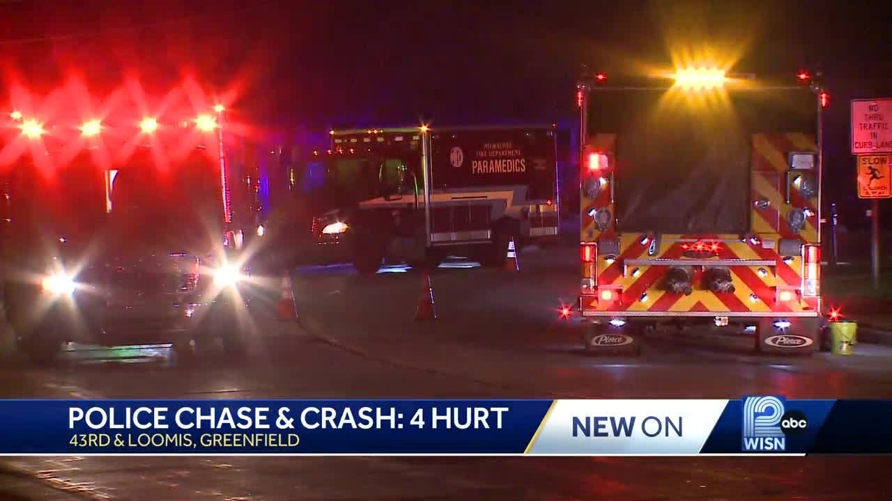 Police chase and crash in Greenfield - YouTube