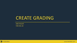 Civil 3D Create Grading - Kobi Toolkit