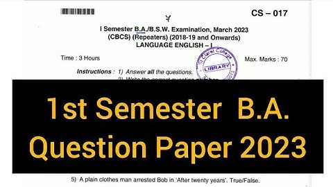 LANGUAGE ENGLISH - 1     |    1st Semester B.A. Question Paper 2023 #bangaloreuniversity #subscribe