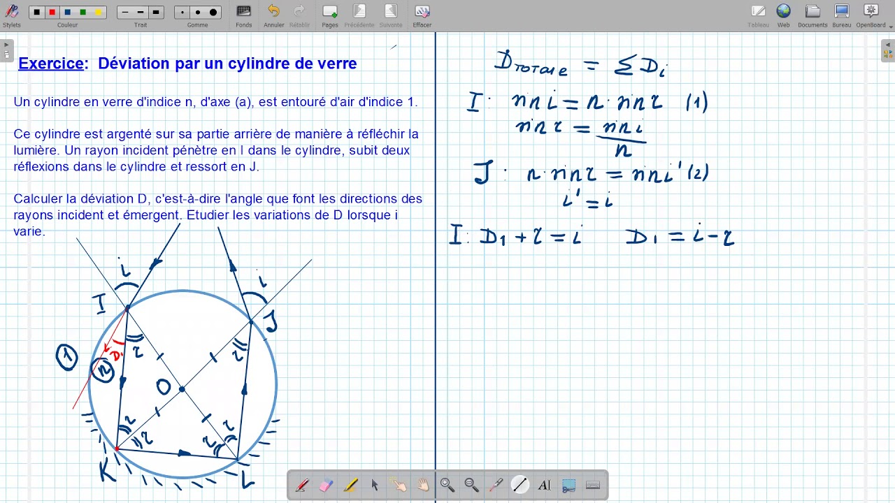 Exercice 7: Déviation par un cylindre de verre- 1 