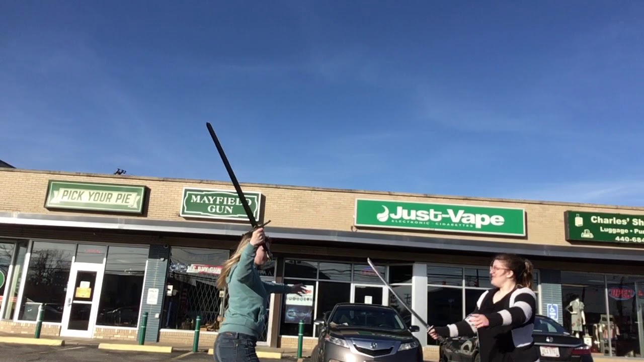 i swordfight my ex gf in the vape/gun store parking lot - YouTube