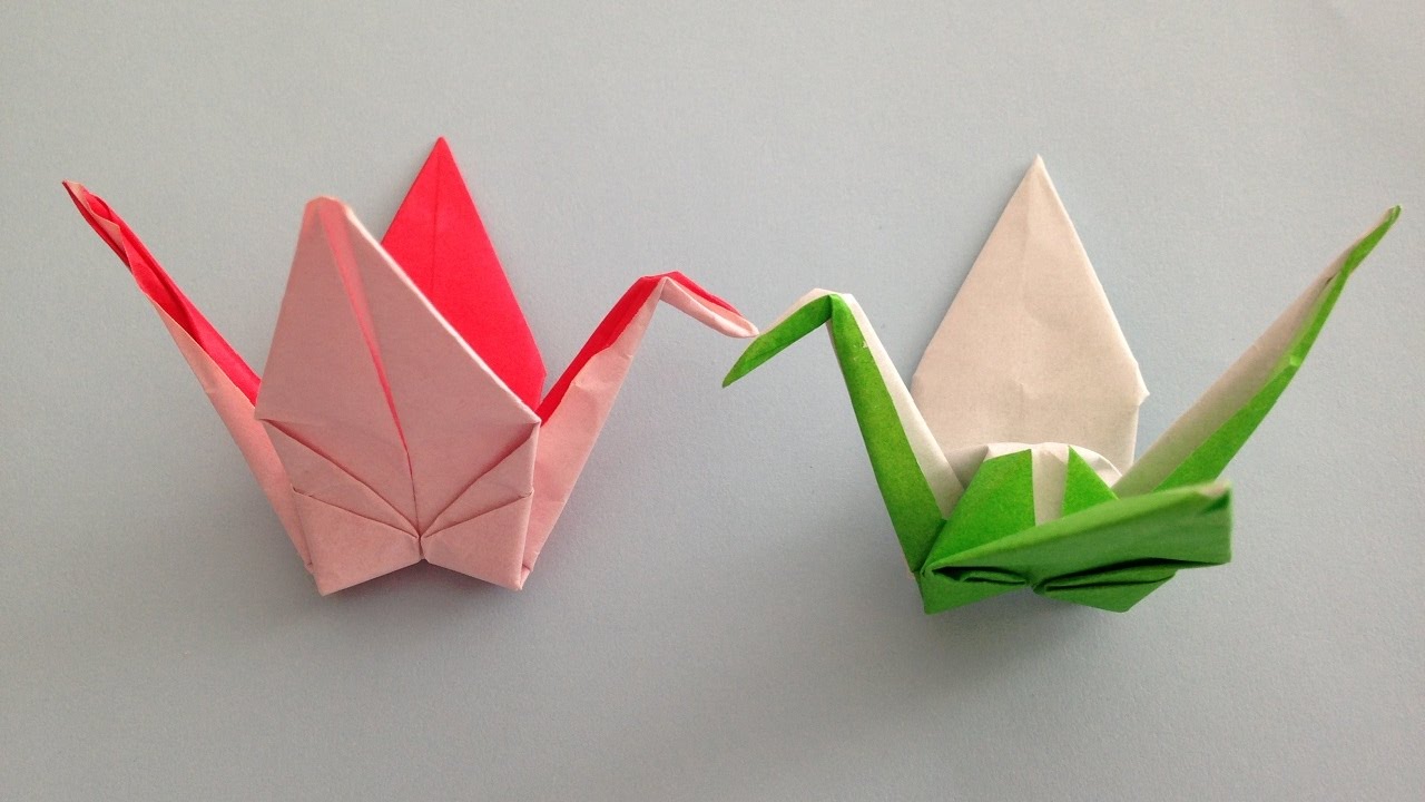 折り紙origami 紅白の2色 鶴 2 簡単な折り方 Youtube