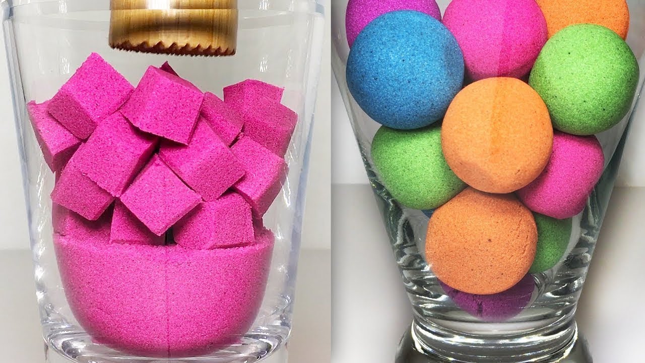 Crushing Sand boxes with glitters and foam Sand ASMR