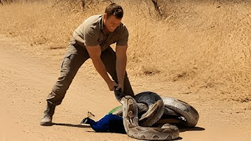 animal rescue : rescue mother peacock attacked by python