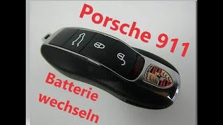 Porsche 911 Schlüssel Batterie wechseln. Change key battery. Panamera,  Taycan, Macan, Cayenne 