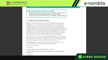 Cambridge IT 9626 | AS & A Level | Chapter 1: Data, Information & Knowledge Explained | Examkits