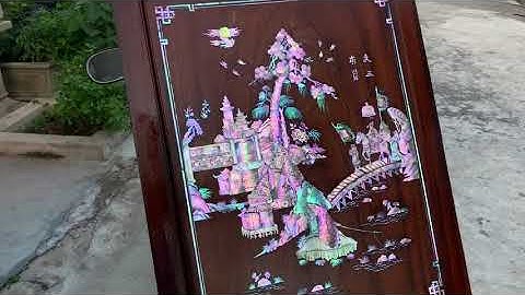 Tủ chè khảm tích Văn Vương Cầu Hiền cho khách tại Nam Định