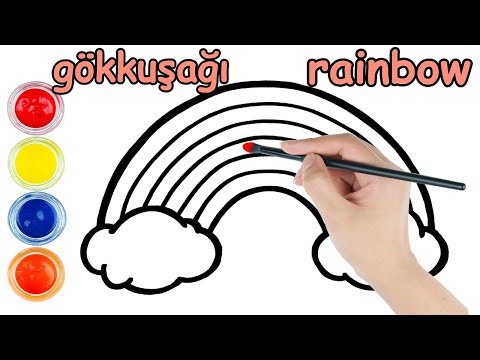 GÖKKUŞAĞI Nasıl Çizilir? / Gökkuşağı çizimi nasıl yapılır? / Boyama Videoları ile İngilizce Renkler