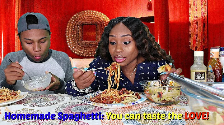 Spaghetti, Salad, Garlic Bread made with love