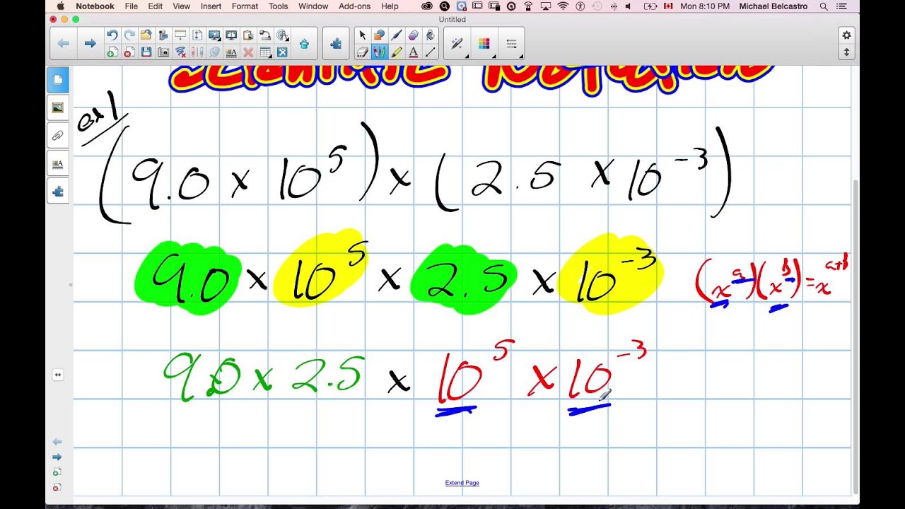 Simplifying Scientific Notation with Multiplication Grade 9 Academic