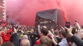 #lfc #villarreal liverpool v villarreal coach bus anfield , smoke
grenades flares lfc