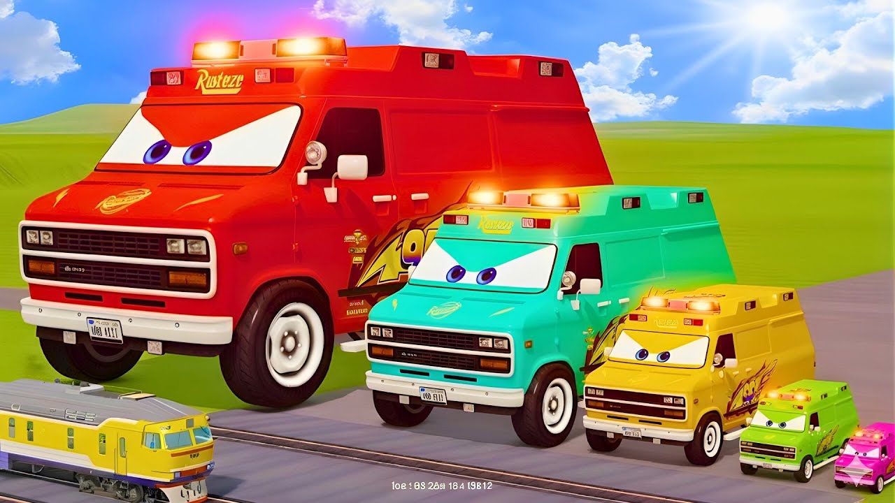 Big & Small Ambulance Lightning Mcqueen vs Trains Thomas | BeamNG Drive