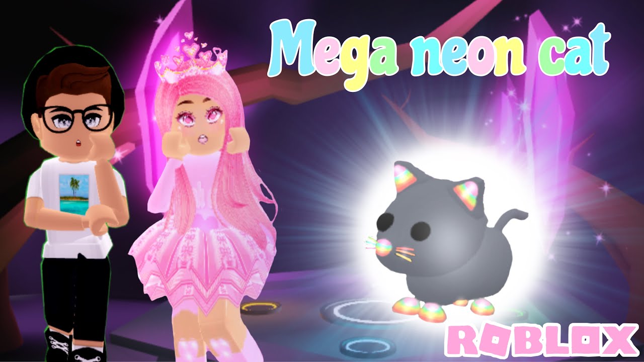 My friend Shine made a Mega Neon cat in adopt me roblox. - YouTube