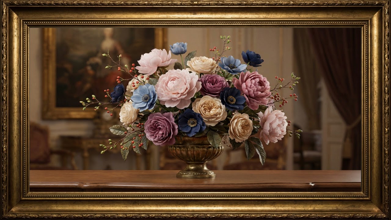 Luxury Vintage Floral Wall Art  Elegant 3D Peonies & Roses in Museum Quality Finish