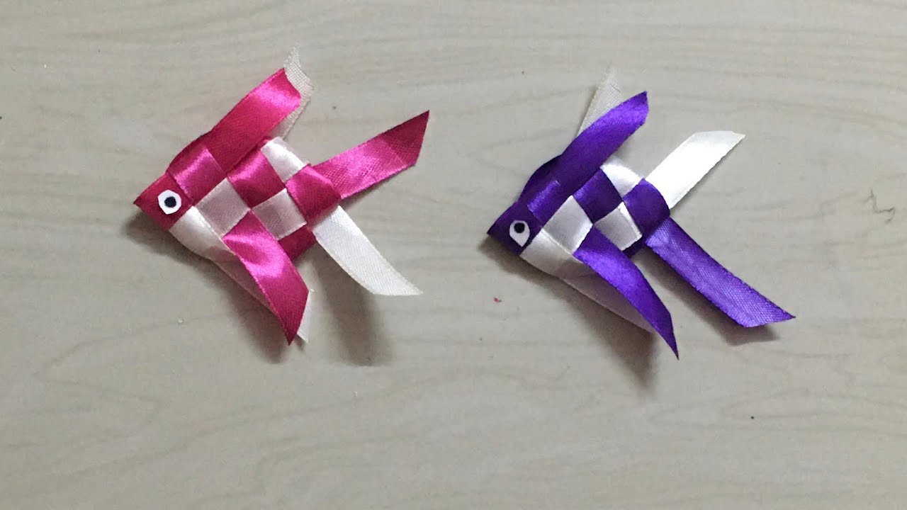How to make ribbon fish/ribbon craft/ribbon fish vedio/ribbon fish for ...