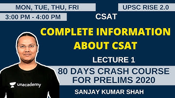 L1: Complete Information About CSAT | 80 Days Crash Course for Prelims 2020 | Sanjay Kumar Shah