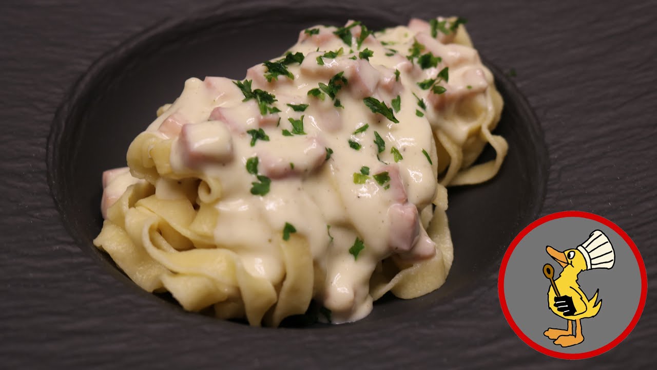 Pasta alla Panna Rezept, Nudeln in einer Schinken Sahne Soße. Super ...