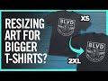 Sizing designs across tshirt sizes should they stay the same or differ