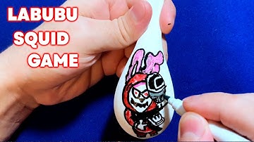 I drew Red Soldier From Squid Game LABUBU (with Water Painting Pen) #sprunki #labubu