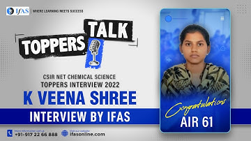 CSIR NET Chemical Science Toppers Talk with AIR 61 Veena