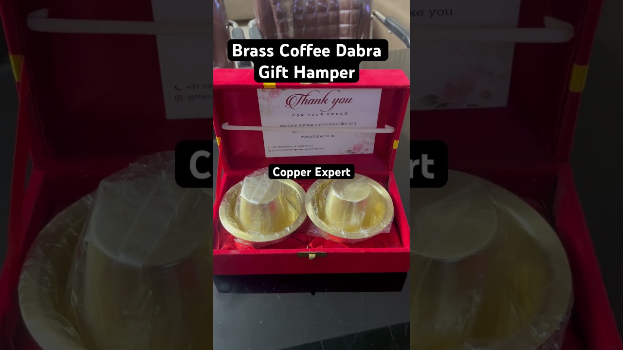 Brass Coffee Dabra set in Velvet Box Packing || Brass Gift Set || Tea Dabra Set