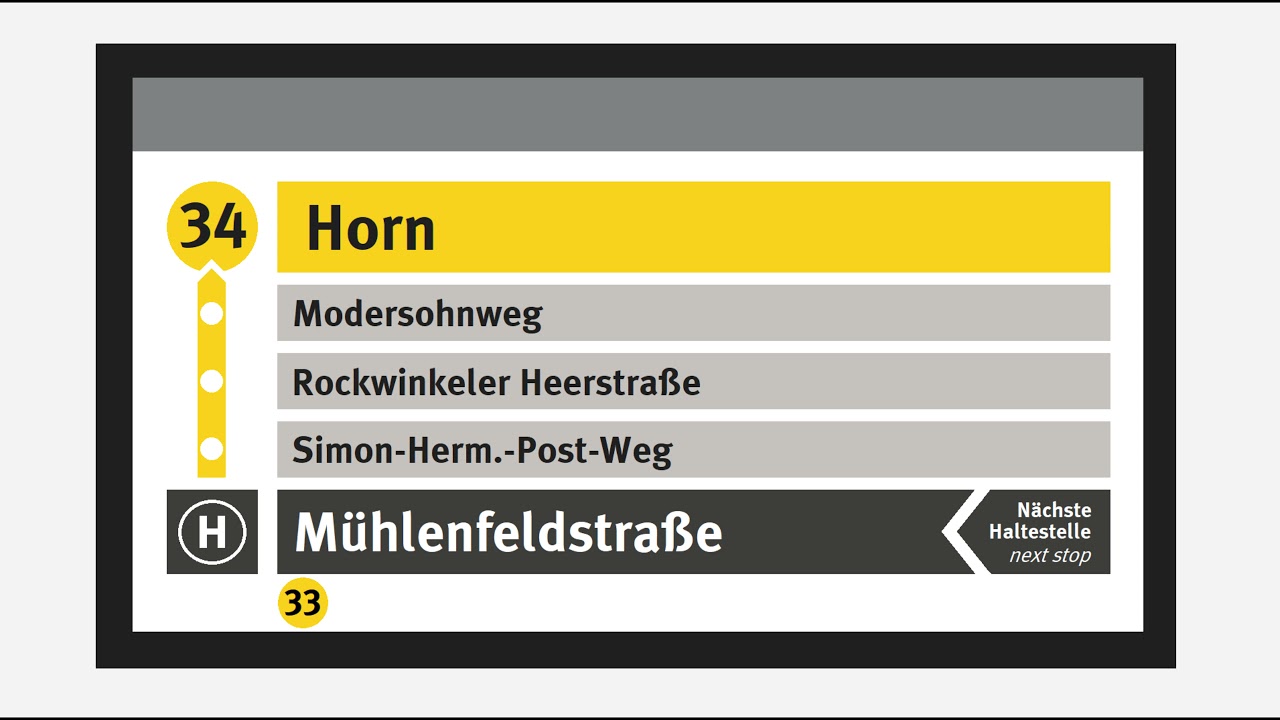 BSAG Haltestellenansagen | Linie 34 | Ri. Horn | Herbst 2021
