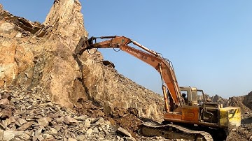 "Massive Rock Break with Excavator: Excavator