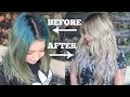 BLUE TO ASHY BLONDE HAIR COLOR TRANSFORMATION!