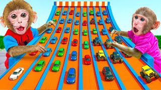 Baby Monkey LaLa Races Hot Wheels Cars with Baby Monkey | Lala Monkey’s Day