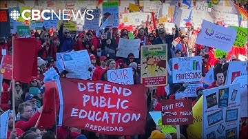Province calling union back to bargaining table as Alberta teachers go on strike