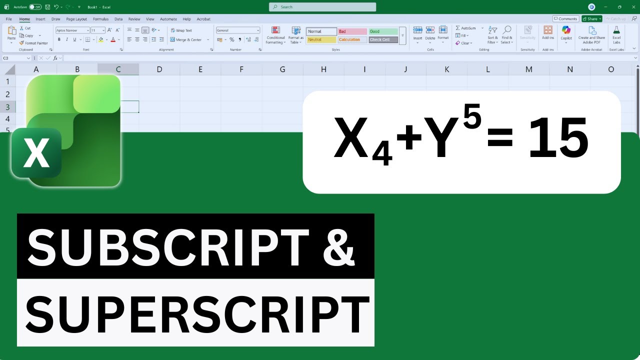 How to type Subscript & Superscript in Excel - YouTube