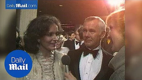 Joanne and Johnny Carson attend LA premiere in 198...