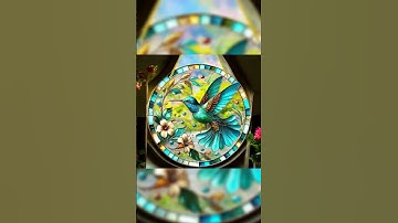 "Elegant Stained Glass Style Hummingbird Sun Catcher - Nature-Inspired Window Ar