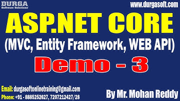ASP.NET CORE tutorials || Demo - 3 || by Mr. Mohan Reddy On 09-04-2025 @8PM IST