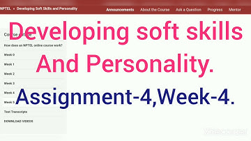 Developing soft skills and personality || Assignment 4 || NPTEL Assignment 4 Answer || Week 4 ||
