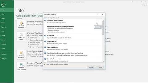 Excel Inspecting and Protecting Workbooks