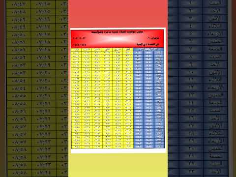 مواقيت الصلاة حسب مدينة سامراء وضواحيها من ترتيبي