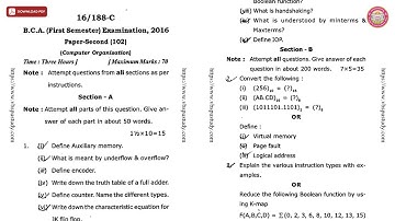 BCA 1ST SEM COMPUTER ORGANISATION C 2016 | VBSPU