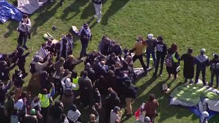 Northwestern students set up camps on Evanston campus in pro-Palestinian protest