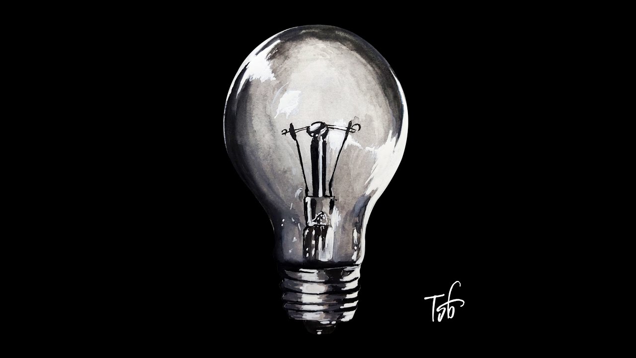 Learn to Paint a Lightbulb on Black Watercolor Paper – Watercolor