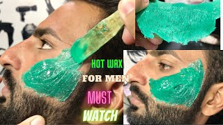 First Time Face Wax For Men | Best Unwanted Hair Removal Wax | How To Use Hot Wax Jeddah Salon 2023