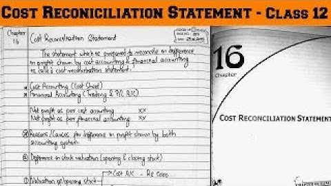 Class 12 - Accounts | Cost Reconciliation Statement Exercise Solution | Chapter 16 Solution