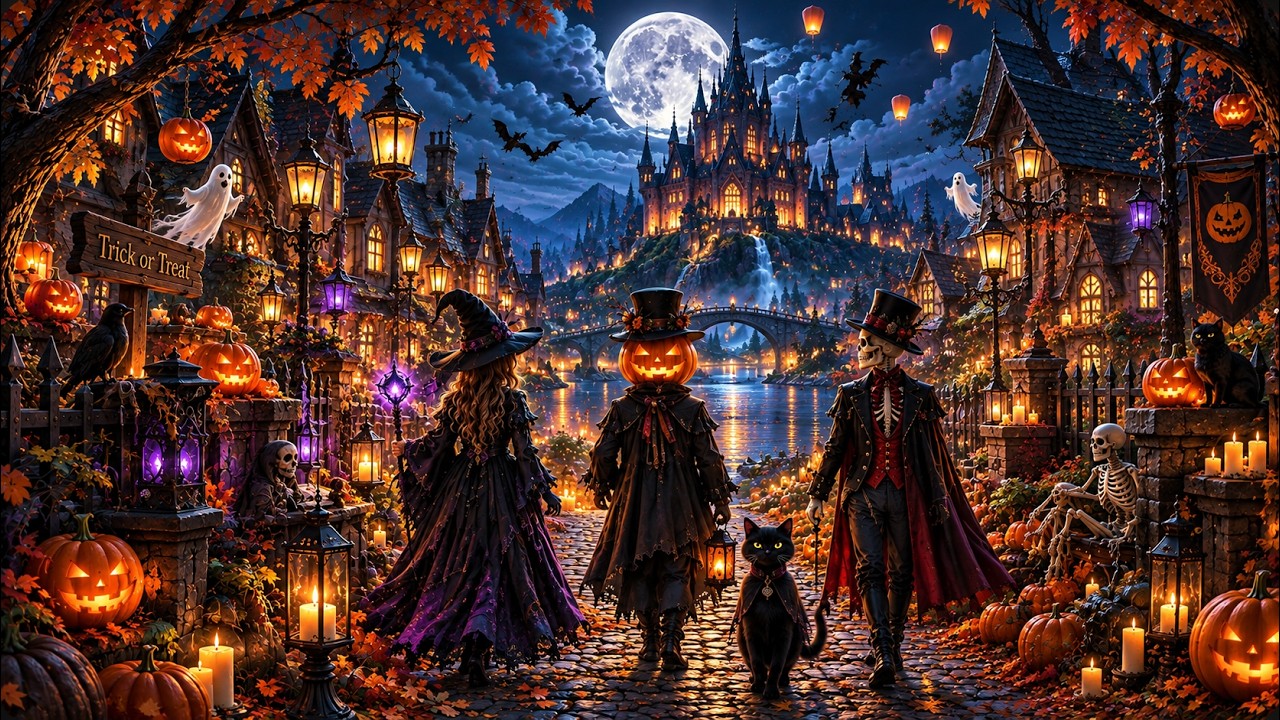 Relaxing Halloween Ambience 🎃 Cozy Haunted Halloween Street 👻 Spooky Sounds & Halloween Music 2026