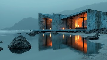 Modern Minimalist Concrete House ~ Cliffside Ocean View & Misty Sky – Cinematic Architecture