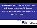 Anna University 2013 R CSE Department 7th Semester CS6701 - Cryptography & Network Security Unit 2 Part 1
