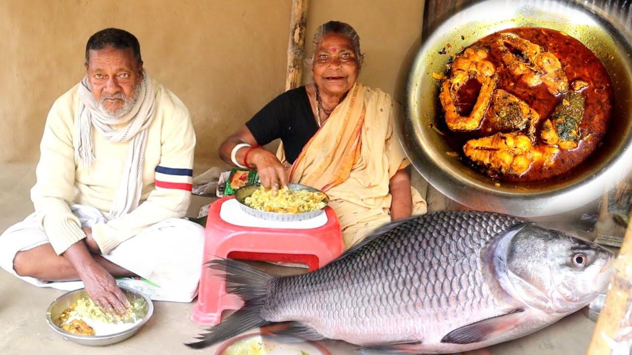 fish curry recipe|| Grandma's Special Katla Fish Curry purely Village Style Cooking |