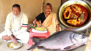 fish curry recipe|| Grandma's Special Katla Fish Curry purely Village Style Cooking |