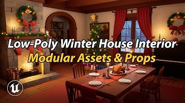 Low-Poly Winter House Interior | Unreal Engine 5 | Game-Ready Assets