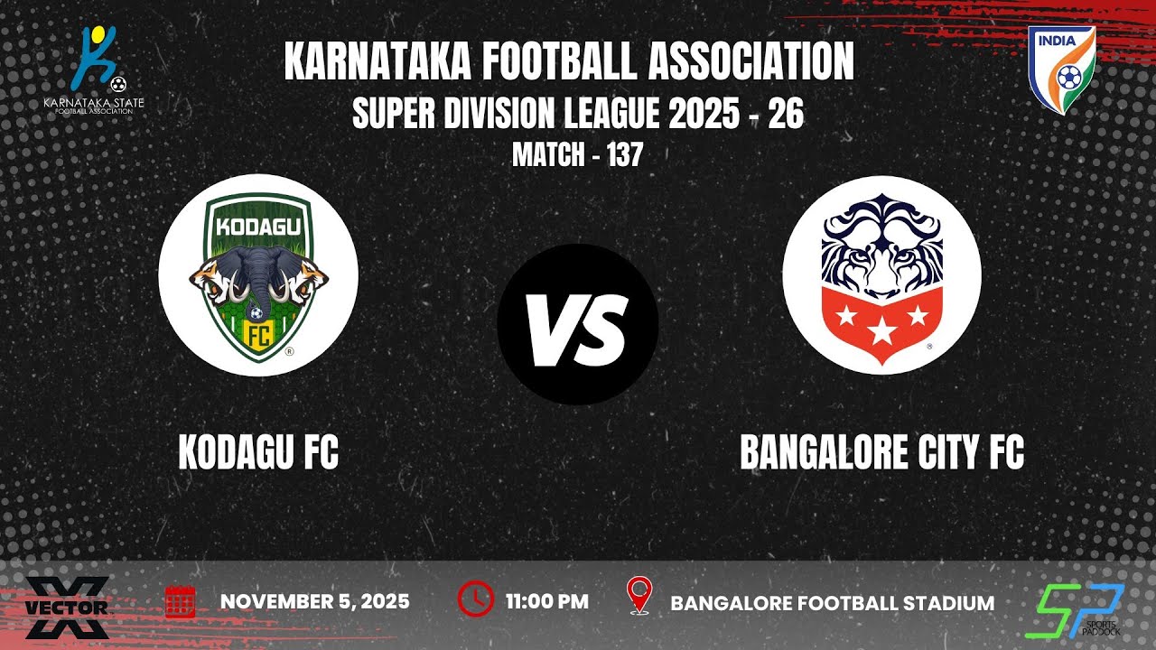 KSFA | SUPER DIVISION LEAGUE 2025 - 26 | R - 15 | KODAGU FC VS BANGALORE CITY FC | 05.11.25