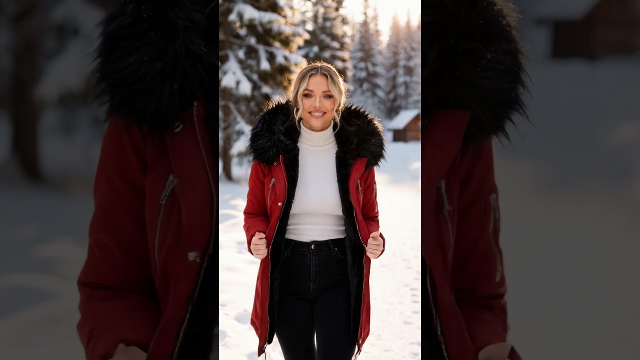 Women’s Warm Hooded Parka | Fur Collar Belted